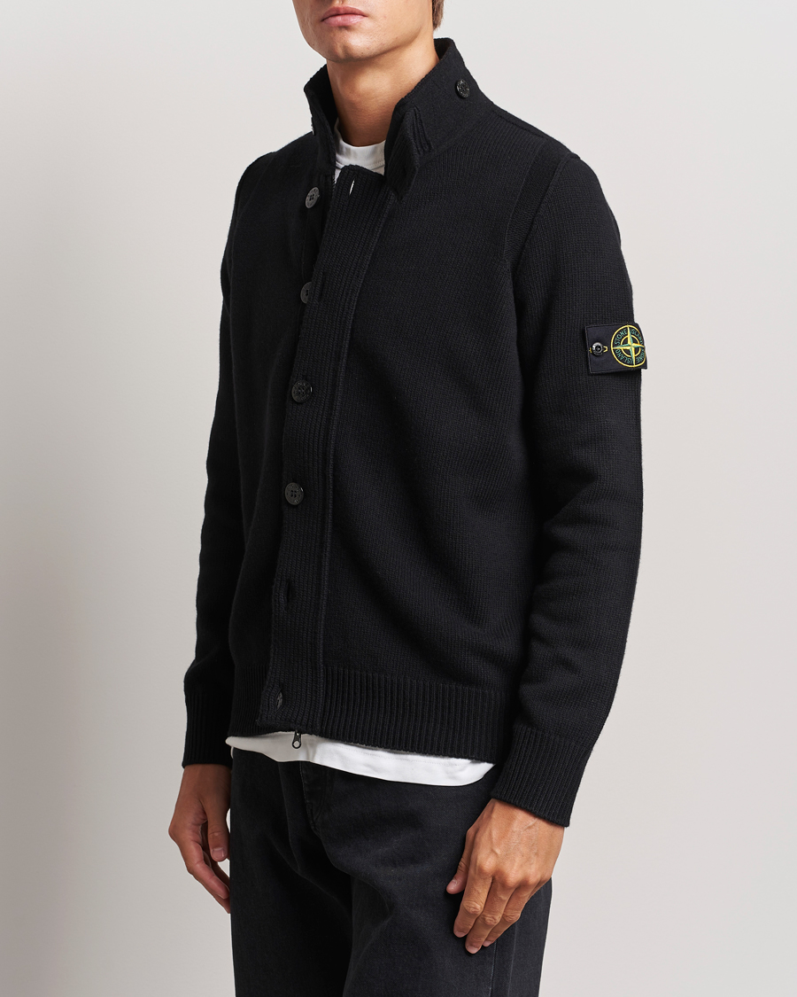 Herren | Strickjacke | Stone Island | Knitted Lambswool Zip Cardigan Black