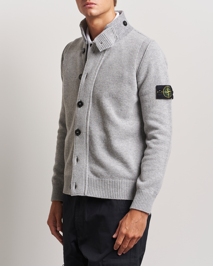 Herren |  | Stone Island | Knitted Lambswool Zip Cardigan Melange Grey