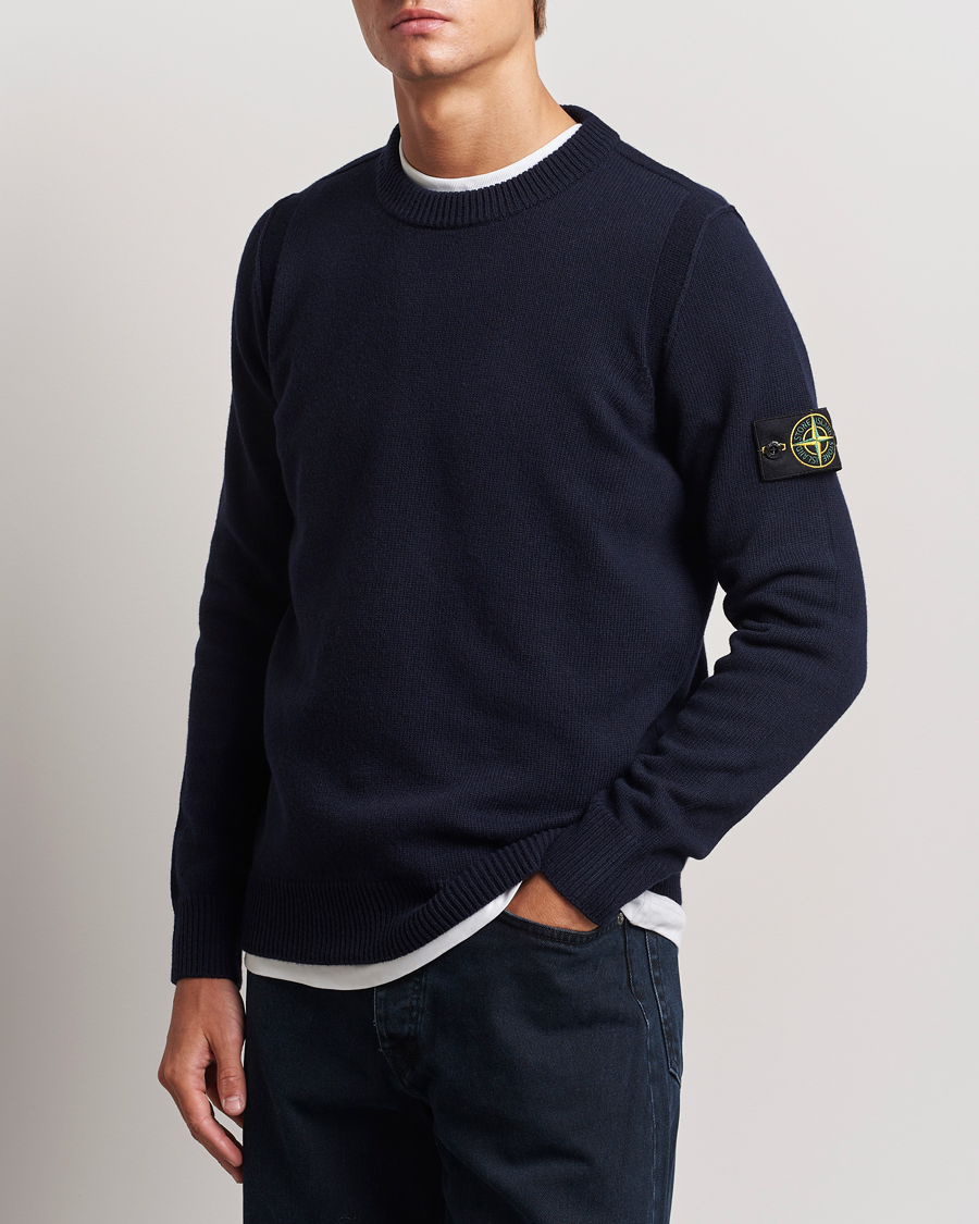 Herren |  | Stone Island | Knitted Lambwool Sweater Navy Blue