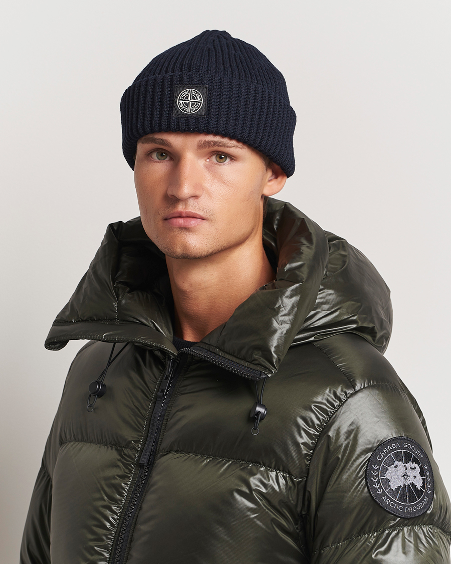 Herren |  | Stone Island | Full Rib Wool Beanie Navy Blue