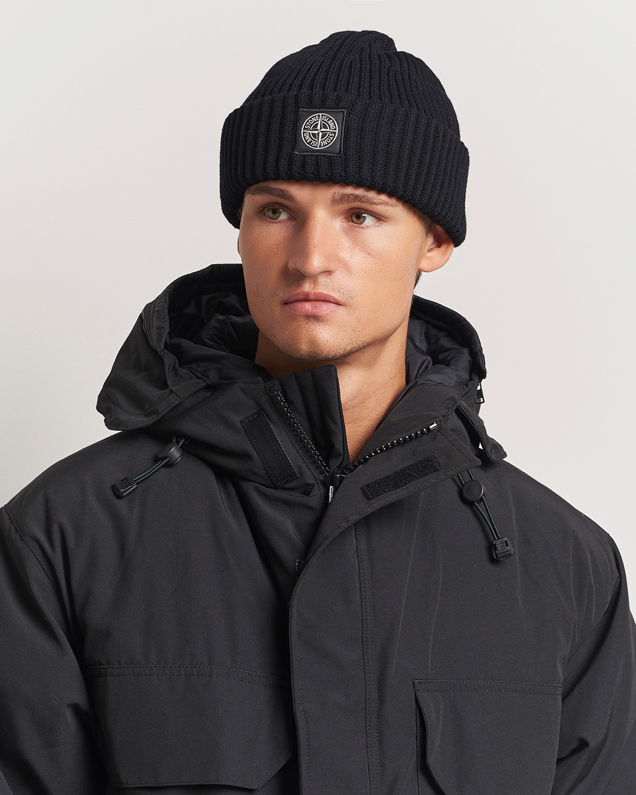 Herren | Mützen | Stone Island | Full Rib Wool Beanie Black