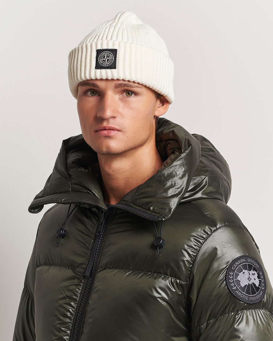 Herren | Mützen | Stone Island | Full Rib Wool Beanie Natural