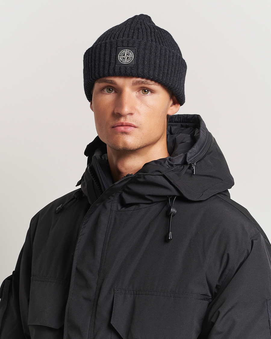 Herren |  | Stone Island | Full Rib Wool Beanie Melange Charcoal