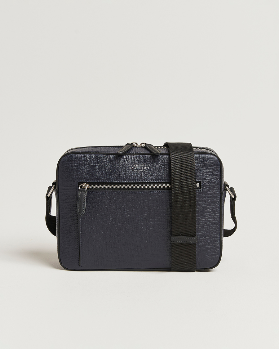 Smythson Ludlow Zip Crossbody Bag Navy