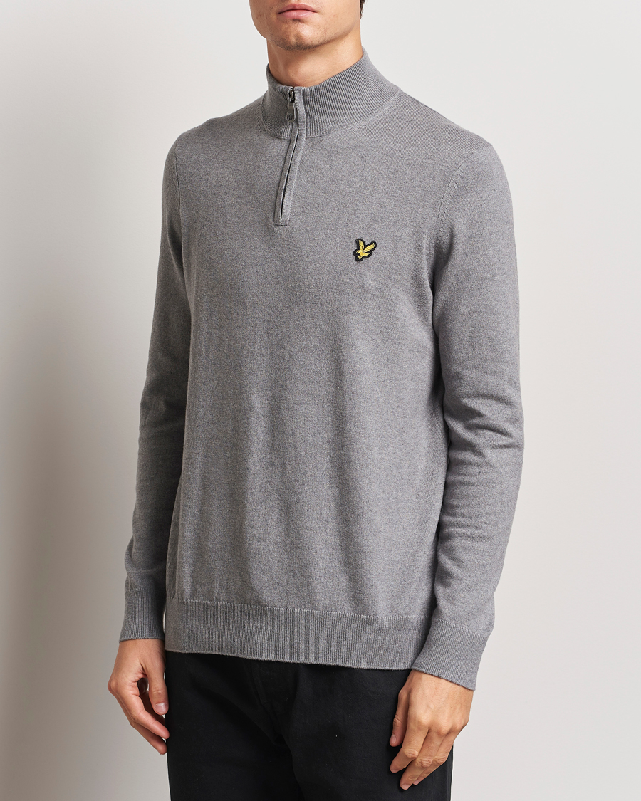 Herren |  | Lyle & Scott | Cotton/Merino Half Zip Mid Grey Marl