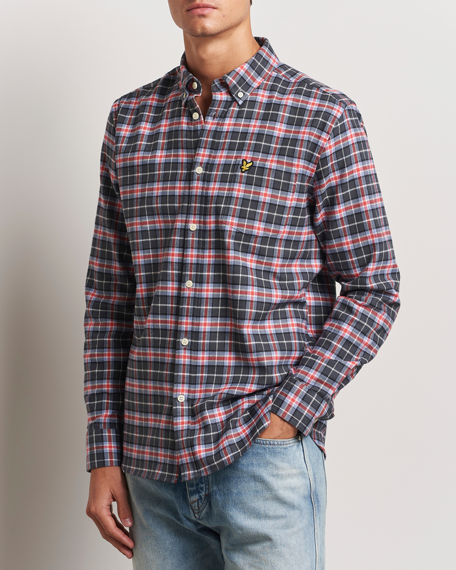 Herren |  | Lyle & Scott | Checked Flannel Shirt Blue Smoke