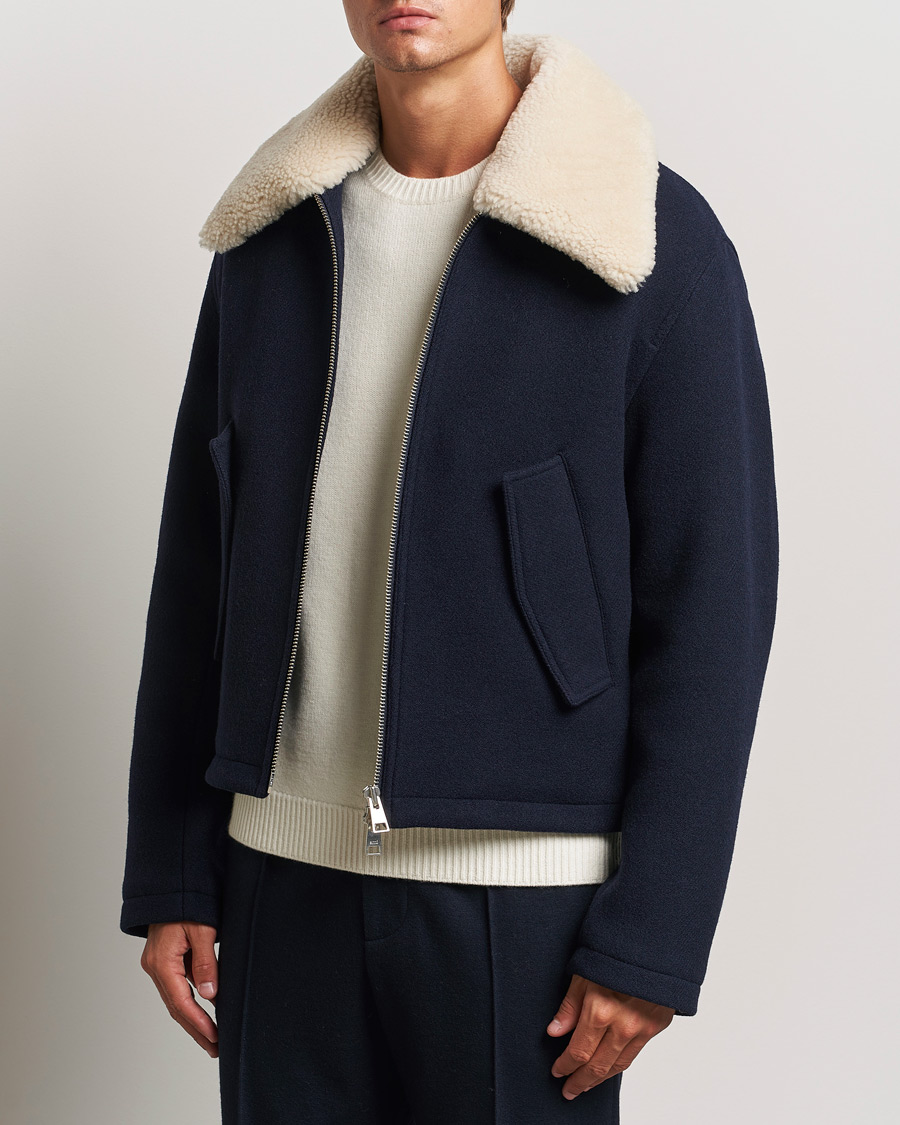 Herren | Kategorie | AMI | Wool Shearling Bomber Jacket Navy