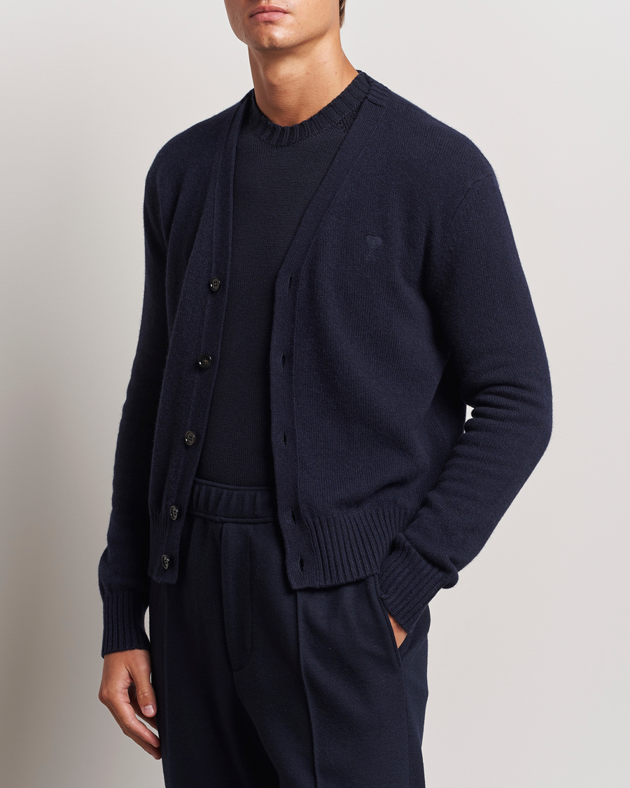 Herren | Kategorie | AMI | Tonal Heart Logo Wool Cardigan Navy