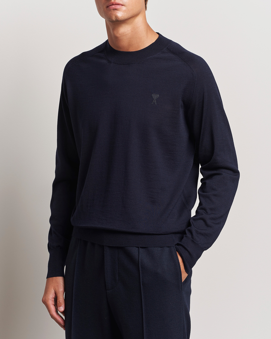 Herren | Kategorie | AMI | Tonal Heart Logo Wool Crew Neck Navy