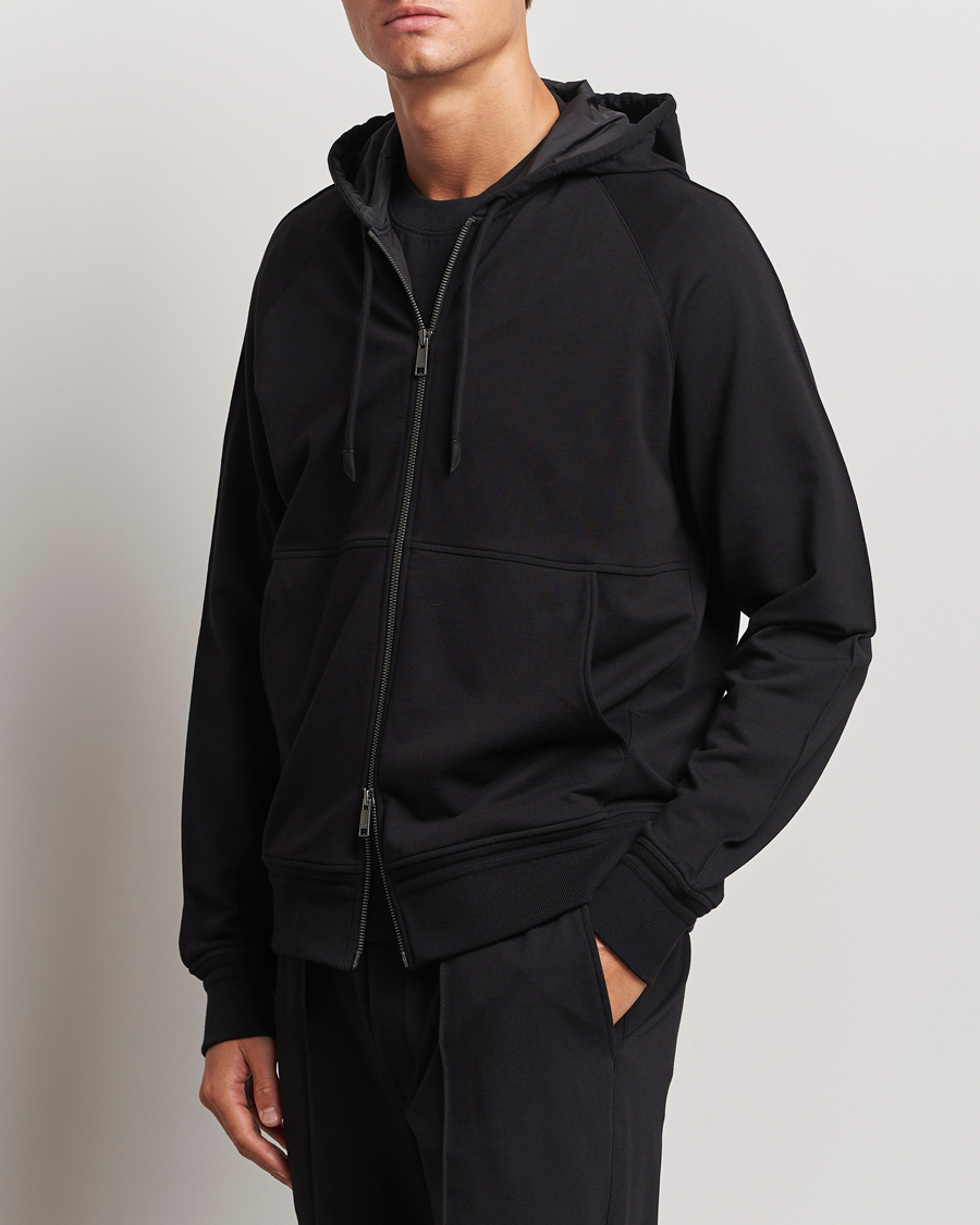 Herren |  | Zegna | Cotton Stretch Zip Hoodie Black