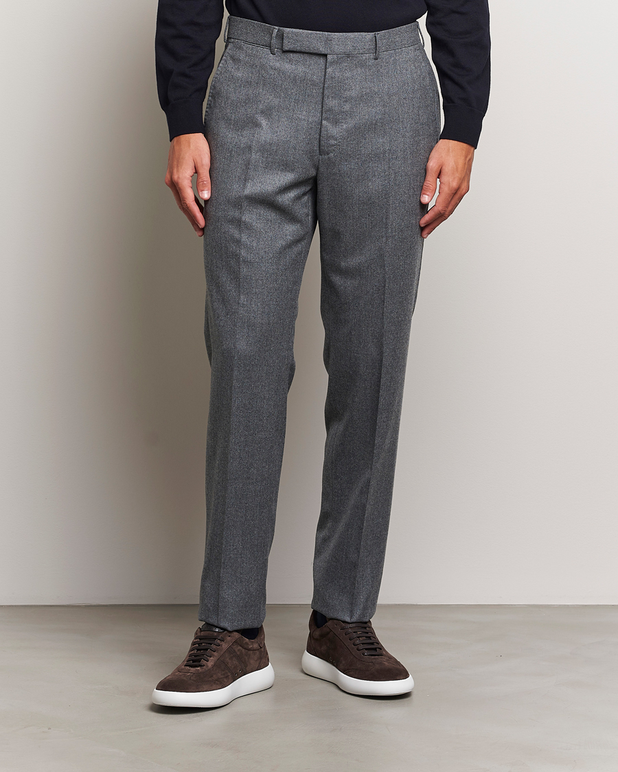 Herren | Zegna | Zegna | Carded Flannel Trousers Grey Melange