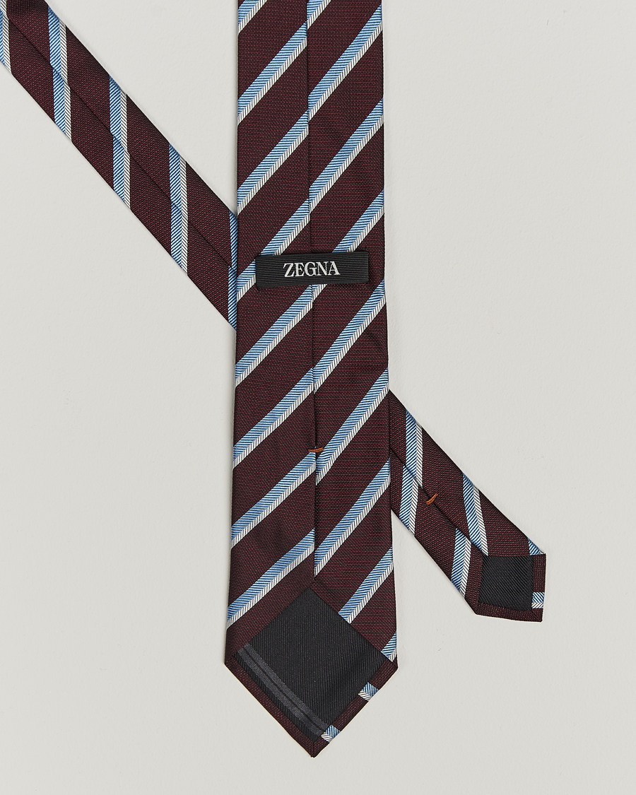 Herren |  | Zegna | Regimental Stripe Silk Tie Burgundy