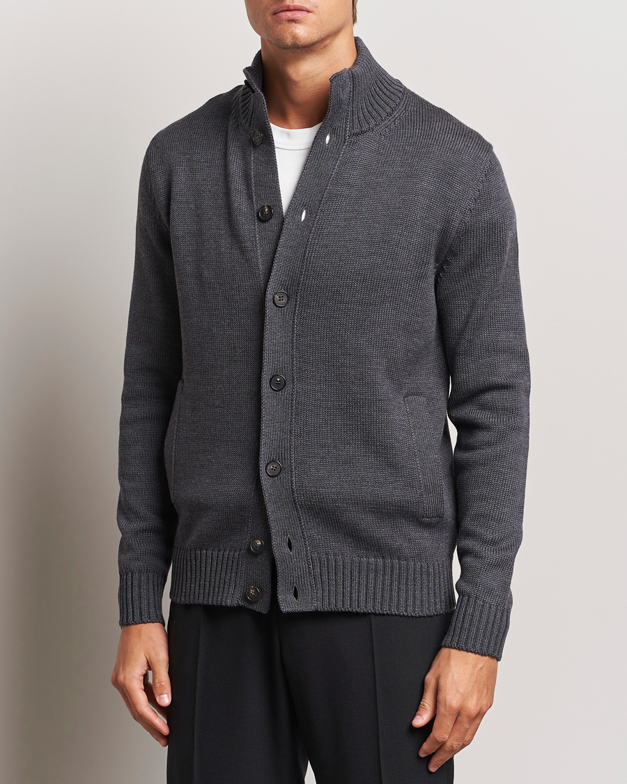 Herren |  | Zanone | Virgin Merino Wool Chioto Cardigan Grey Melange