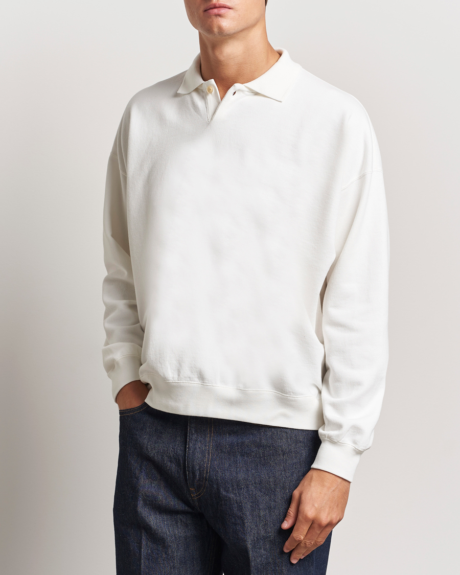 Herren |  | Auralee | Pima Cotton Long Sleeve Polo White