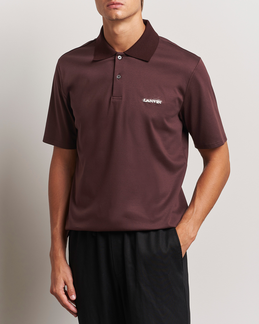 Herren |  | Lanvin | Mohair Logo Short Sleeve Polo Burgundy