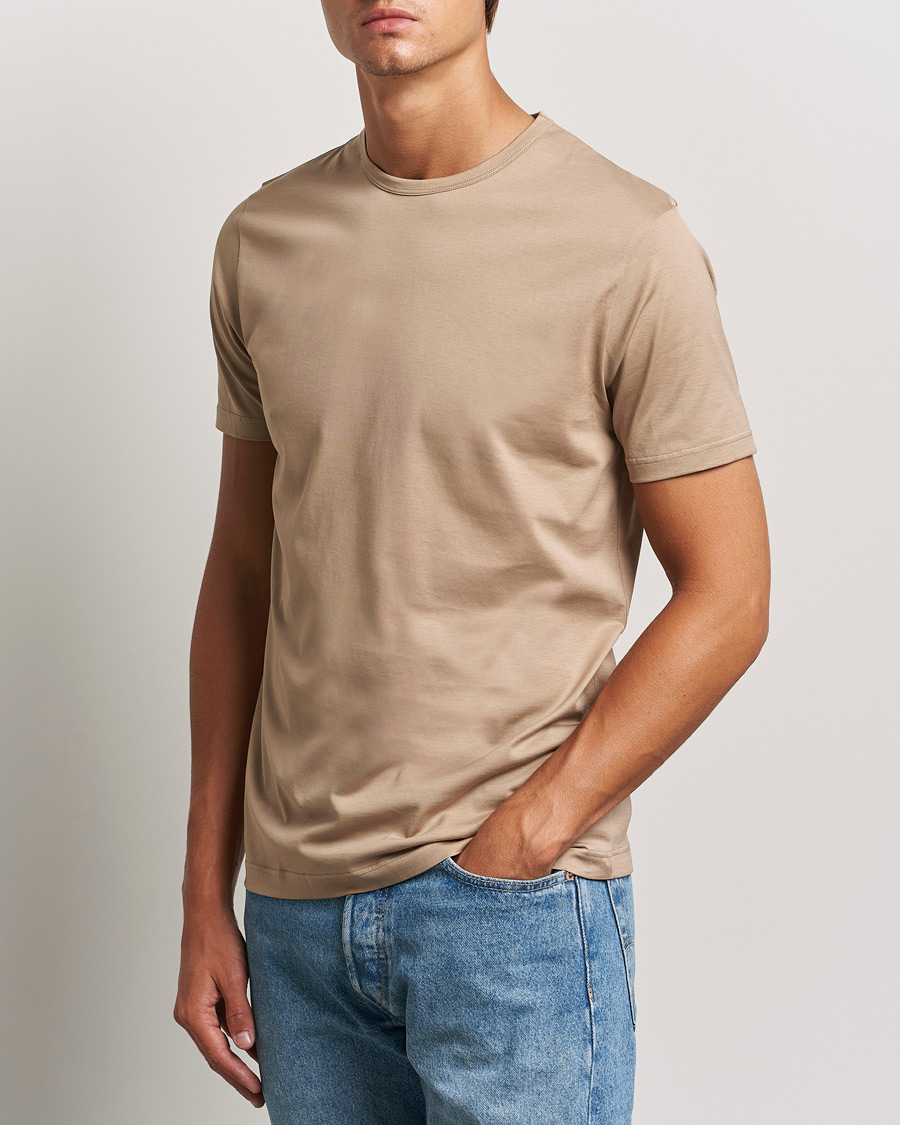 Herren |  | Sunspel | Crew Neck Cotton Tee Sandstone