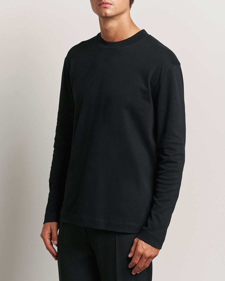 Herren |  | Sunspel | Heavyweight Mock Neck Long Sleeve T-Shirt Black