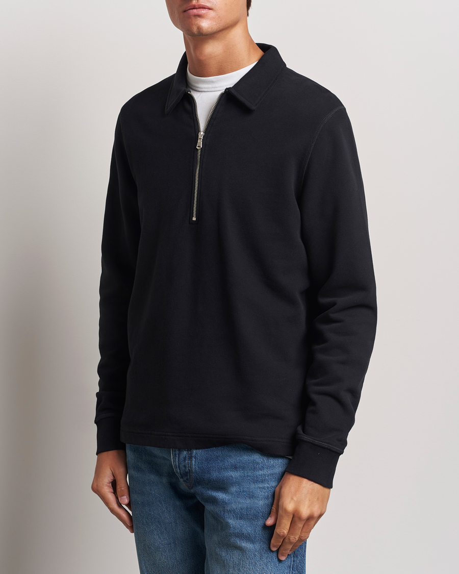 Herren | Pullover | Sunspel | Zip Loopback Sweatshirt Polo Black