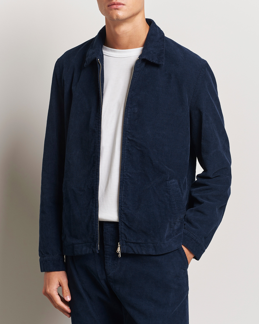 Herren |  | Sunspel | Corduroy Harrington Jacket Navy