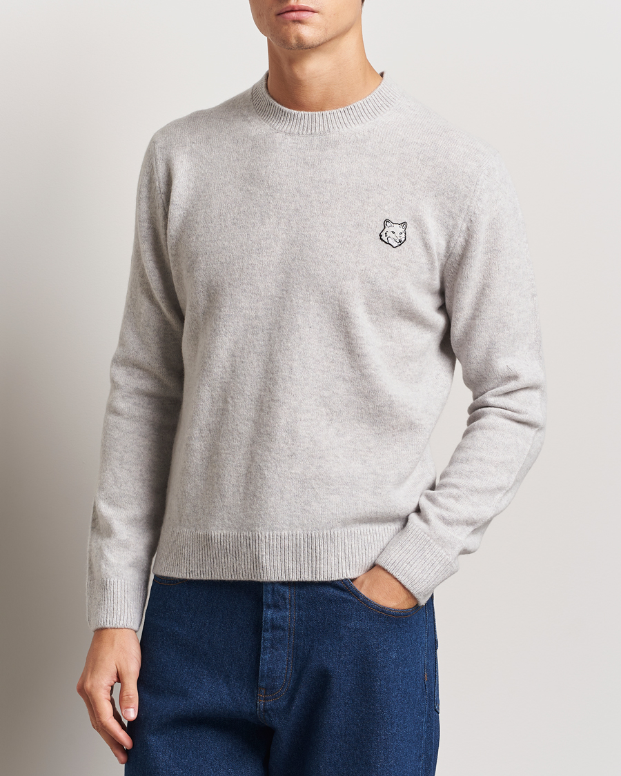 Herren |  | Maison Kitsuné | Bold Fox Lambswool Crew Neck Light Grey Melange