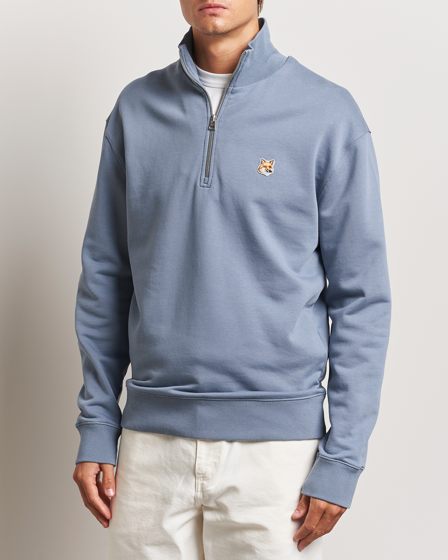 Herren |  | Maison Kitsuné | Fox Head Half Zip Sweatshirt Moonlight Blue