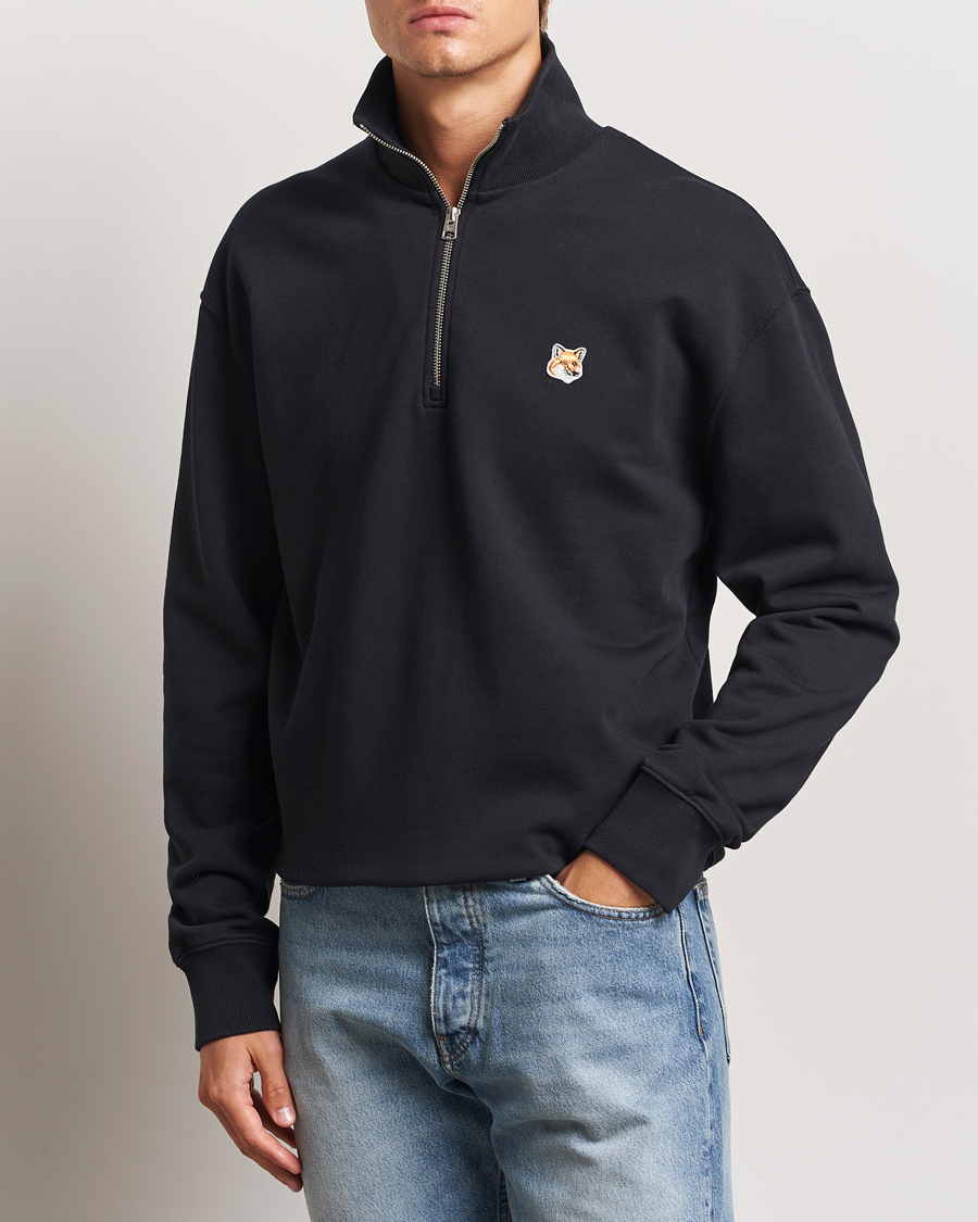 Herren |  | Maison Kitsuné | Fox Head Half Zip Sweatshirt Black