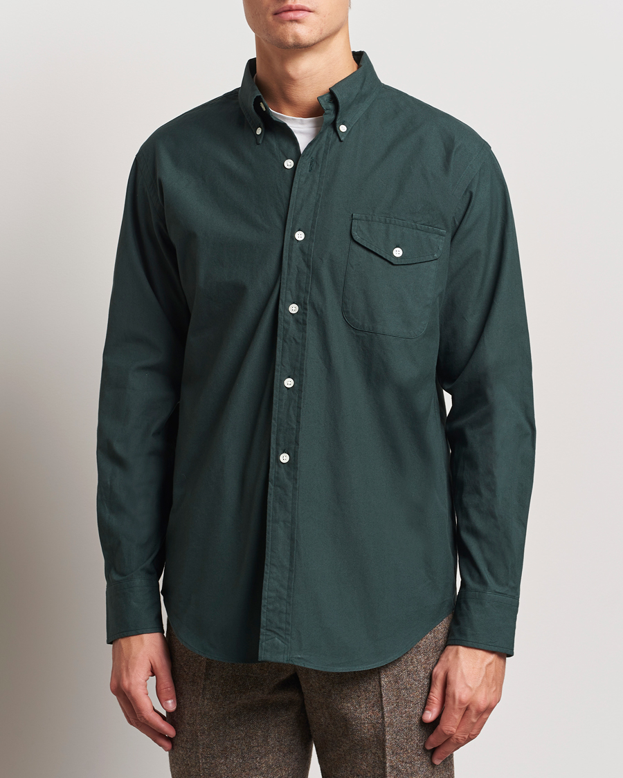 Herren |  | Kamakura Shirts | Vintage Ivy Flap Pocket Shirt Dark Green