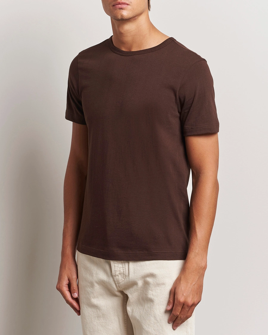 Herren | Kurzarm T-Shirt | Merz b. Schwanen | 1950s Classic Loopwheeled T-Shirt Coffee