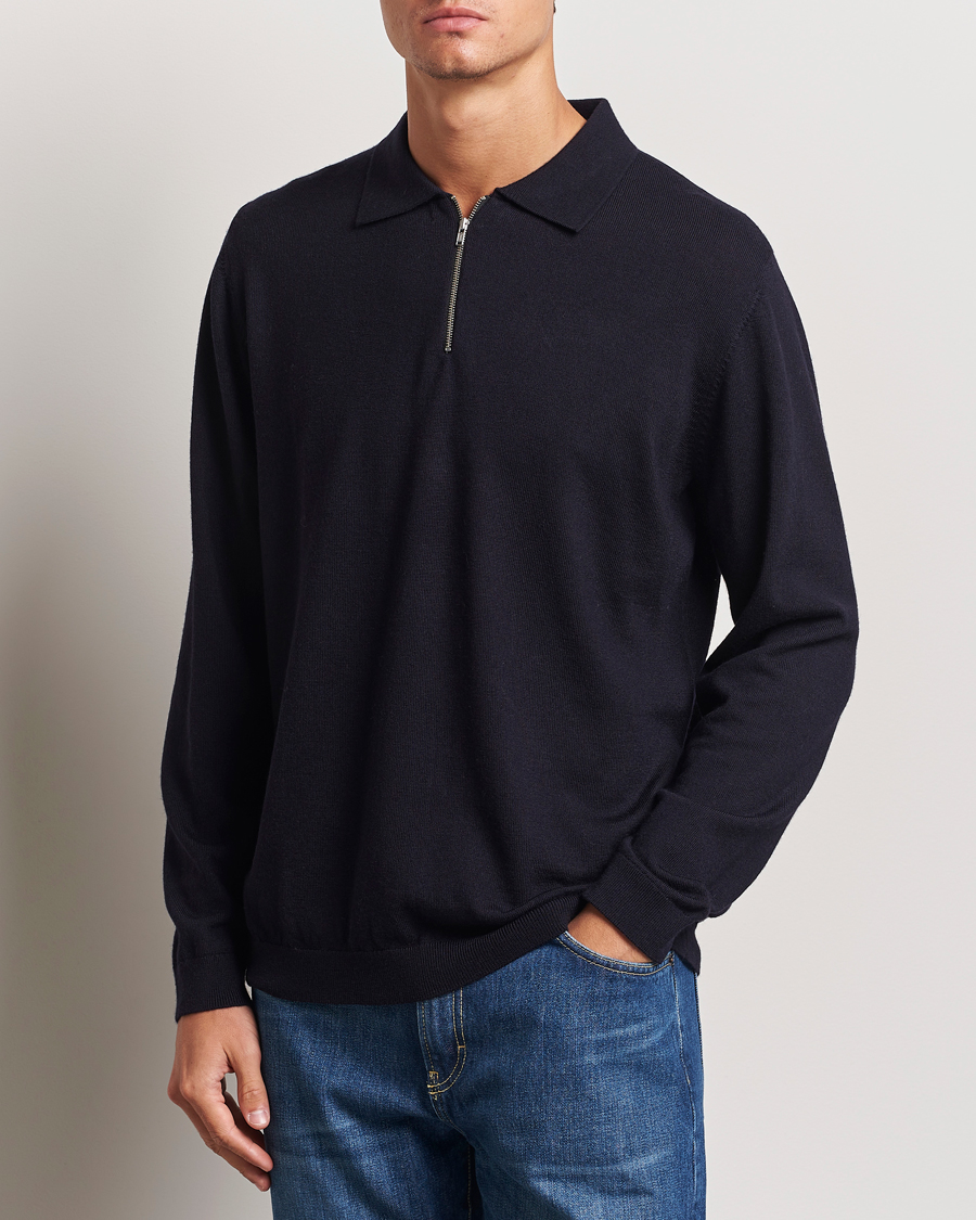 Herren | Half-zip | A Day\'s March | Thompson Merino Half-Zip Polo Navy