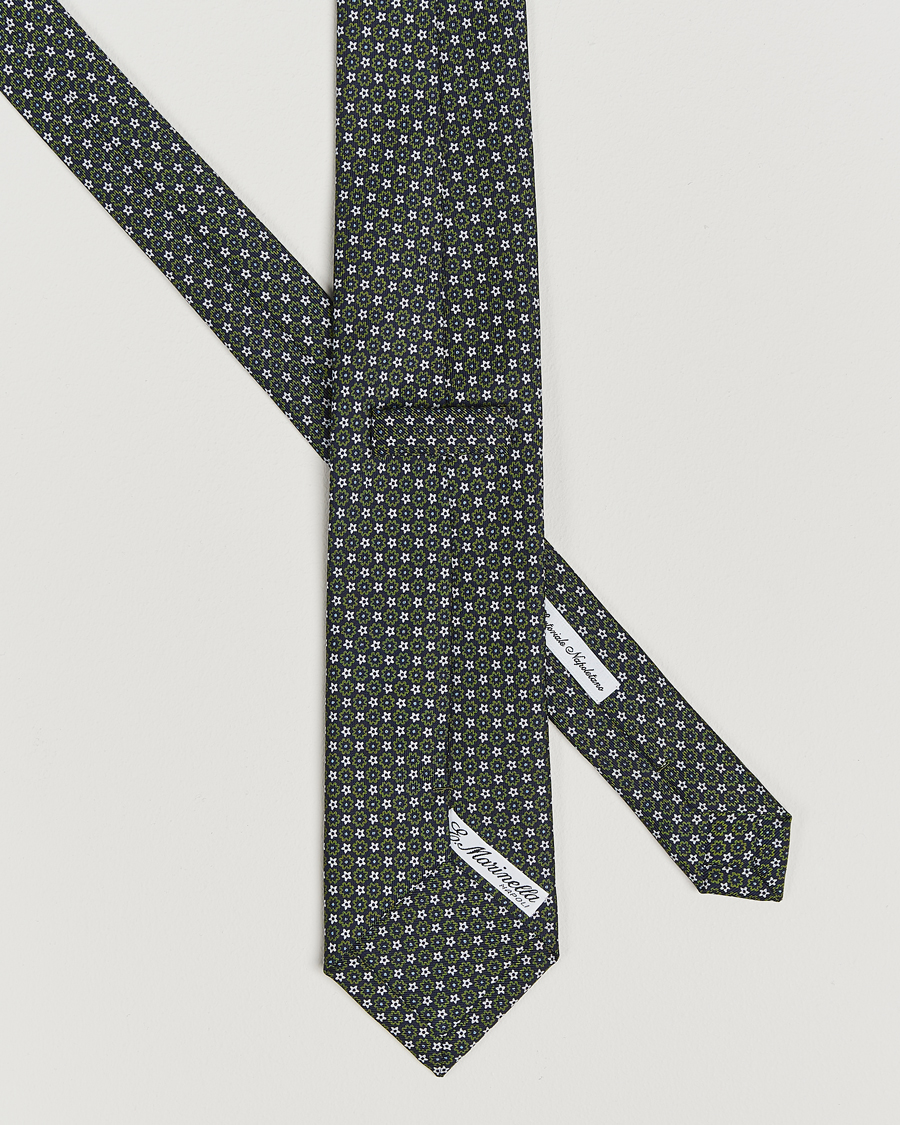 Herren |  | E. Marinella | 3-Fold Printed Silk Tie Navy/Green