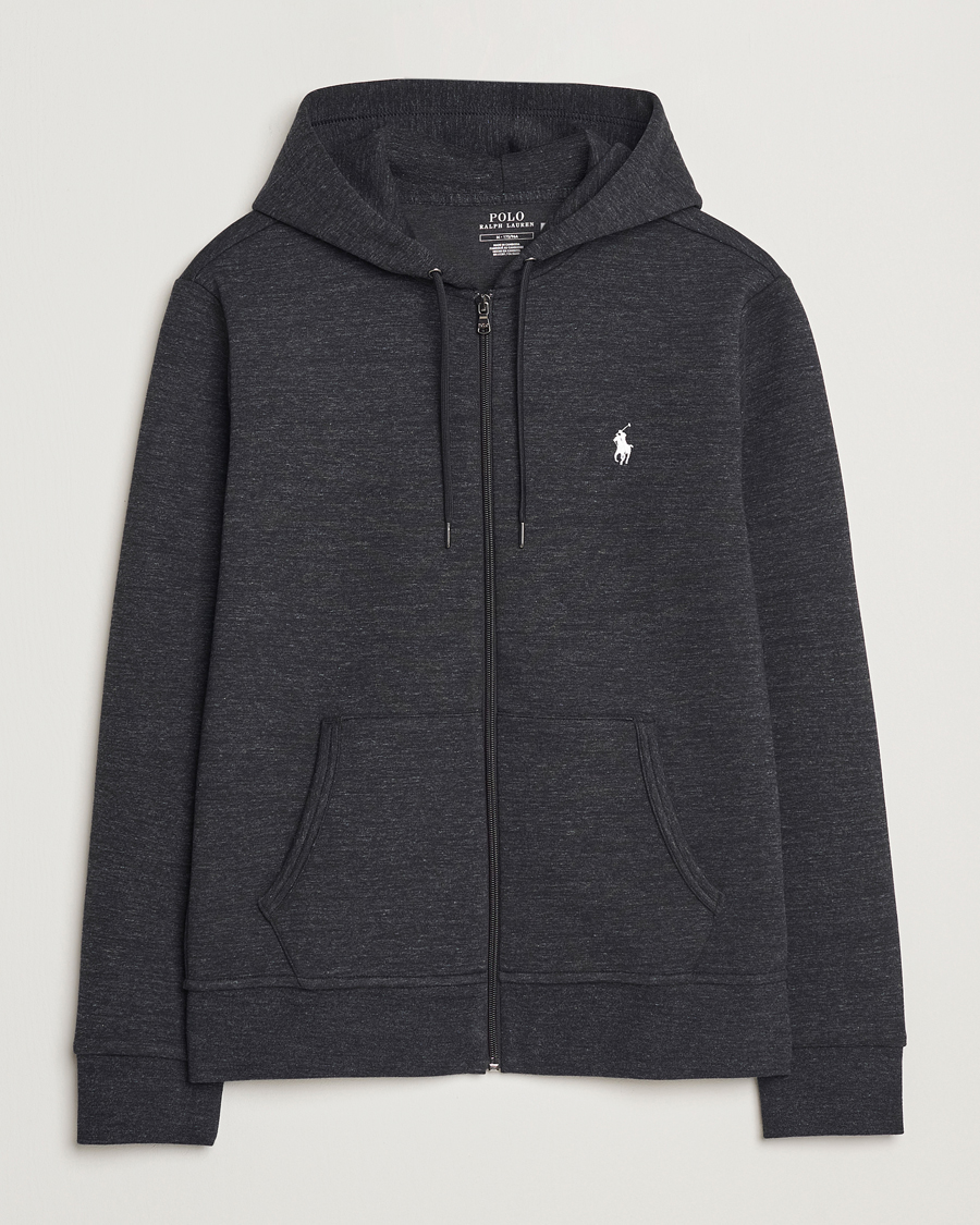 Polo Ralph Lauren Double Knitted Full Zip Hoodie Black Marl Heather bei Car