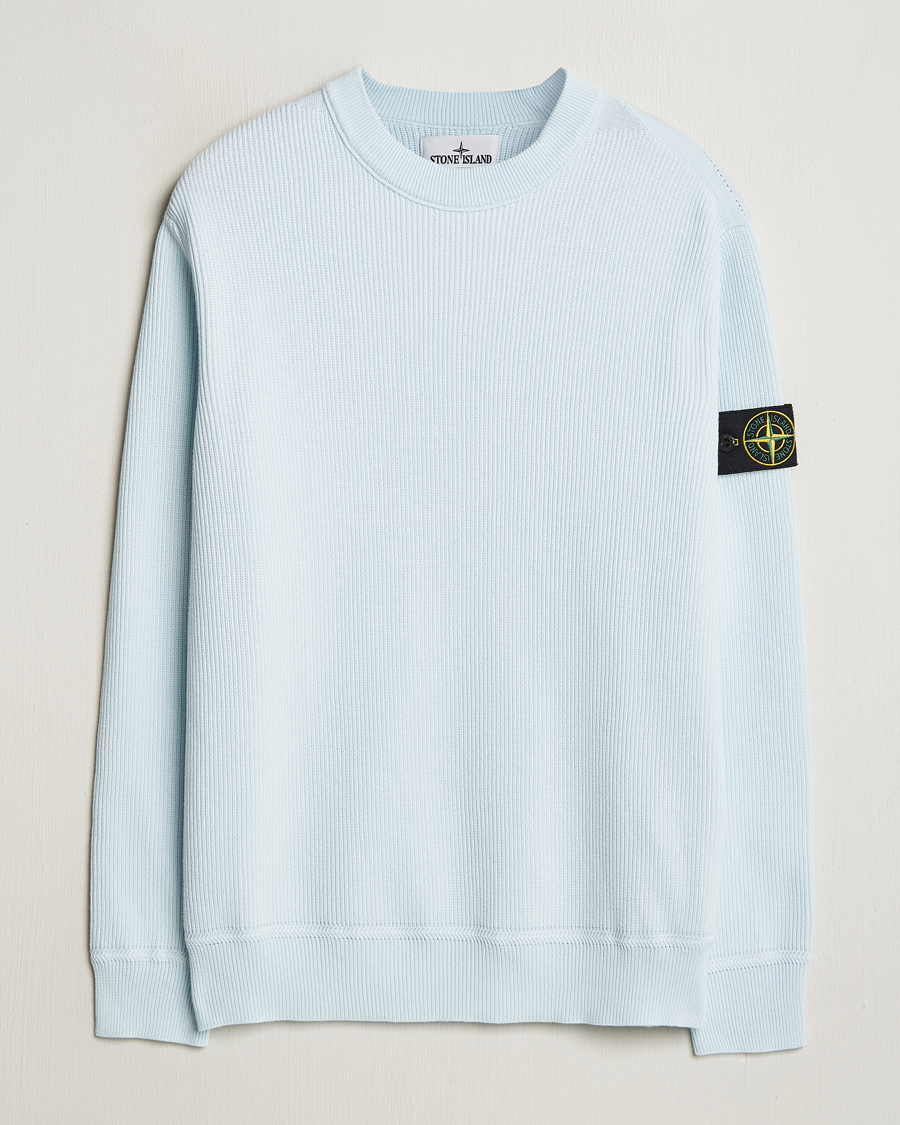 Stone Island Ribbed Soft Organic Cotton Crewneck Sky Blue bei Care of Carl