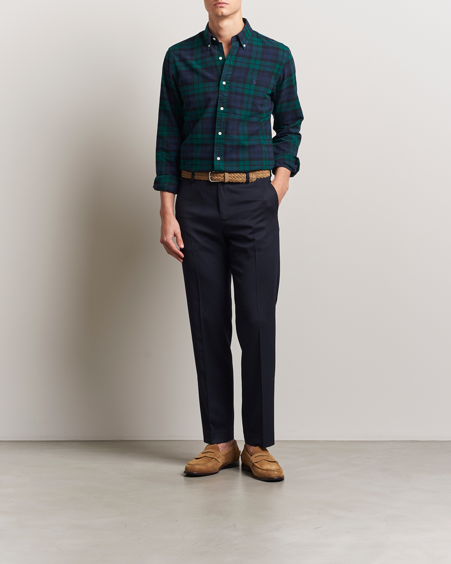 Herren | Hemden | Polo Ralph Lauren | Custom Fit Checked Oxford Shirt Navy/Green Multi