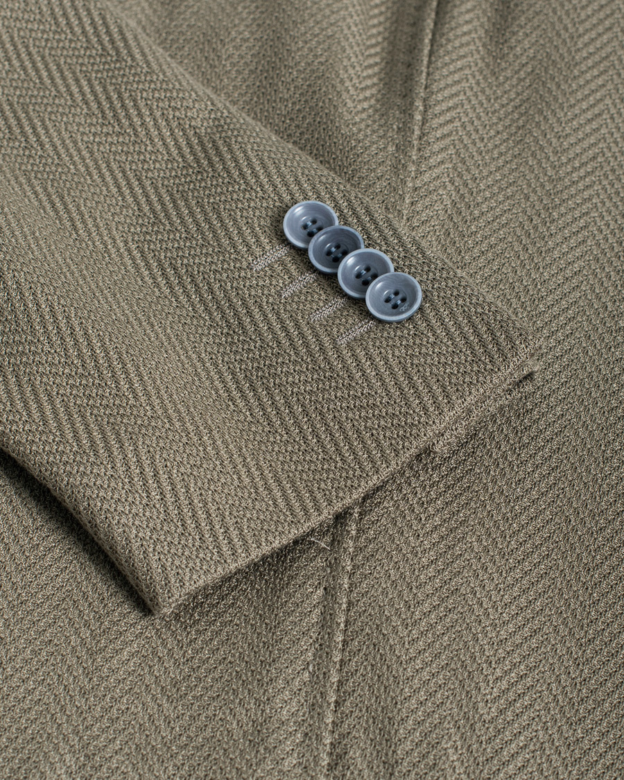 Herren |  | Pre-owned | Canali Textured Cotton Jersey Blazer Olive